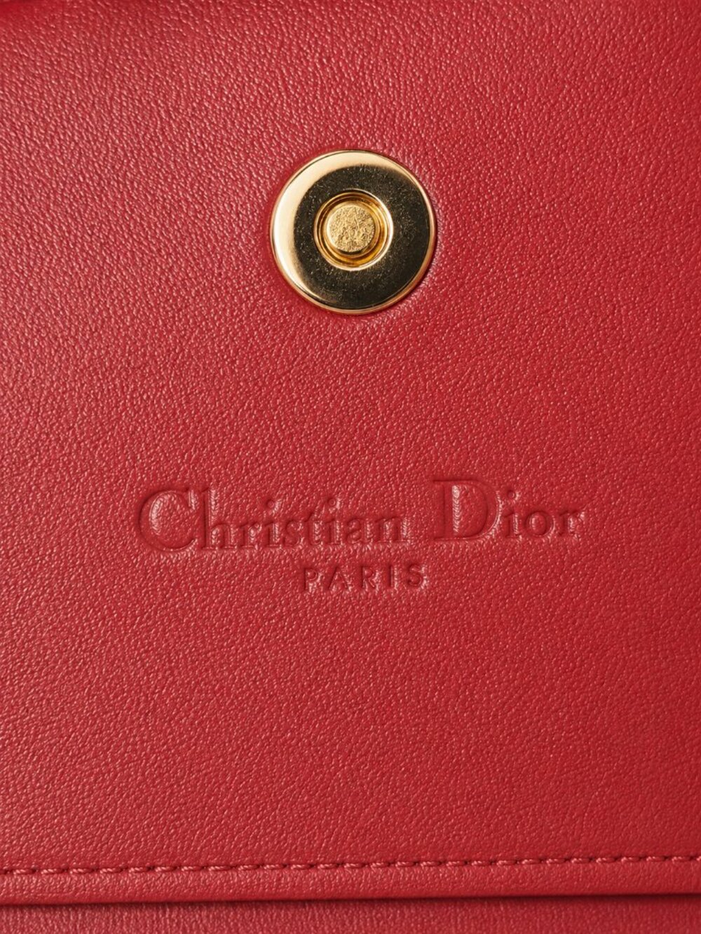 Christian Dior Lady Dior Cannage Quilted Red Leather Wallet w/ Gold Charms - New - Picture 6 of 6